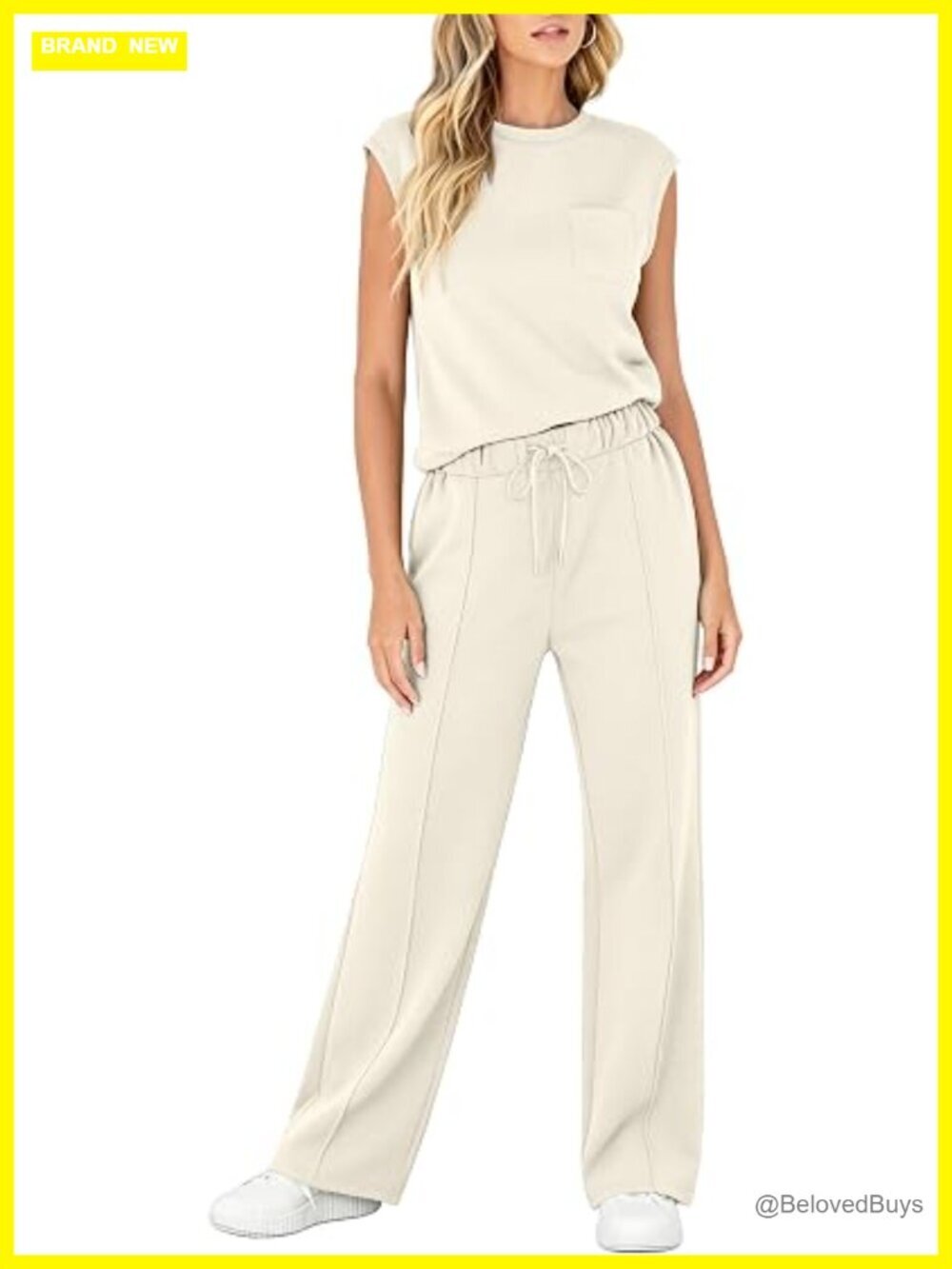 Sleeveless Crewneck Top & Wide Leg Pants Lounge Set